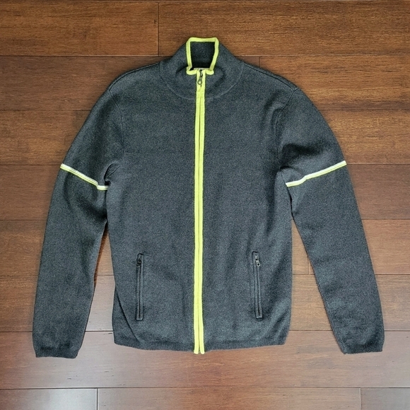 Neve Wool Blend Zip-Up Thick Knit Sweater Jacket Women's Size M Gray & Green - Picture 5 of 8